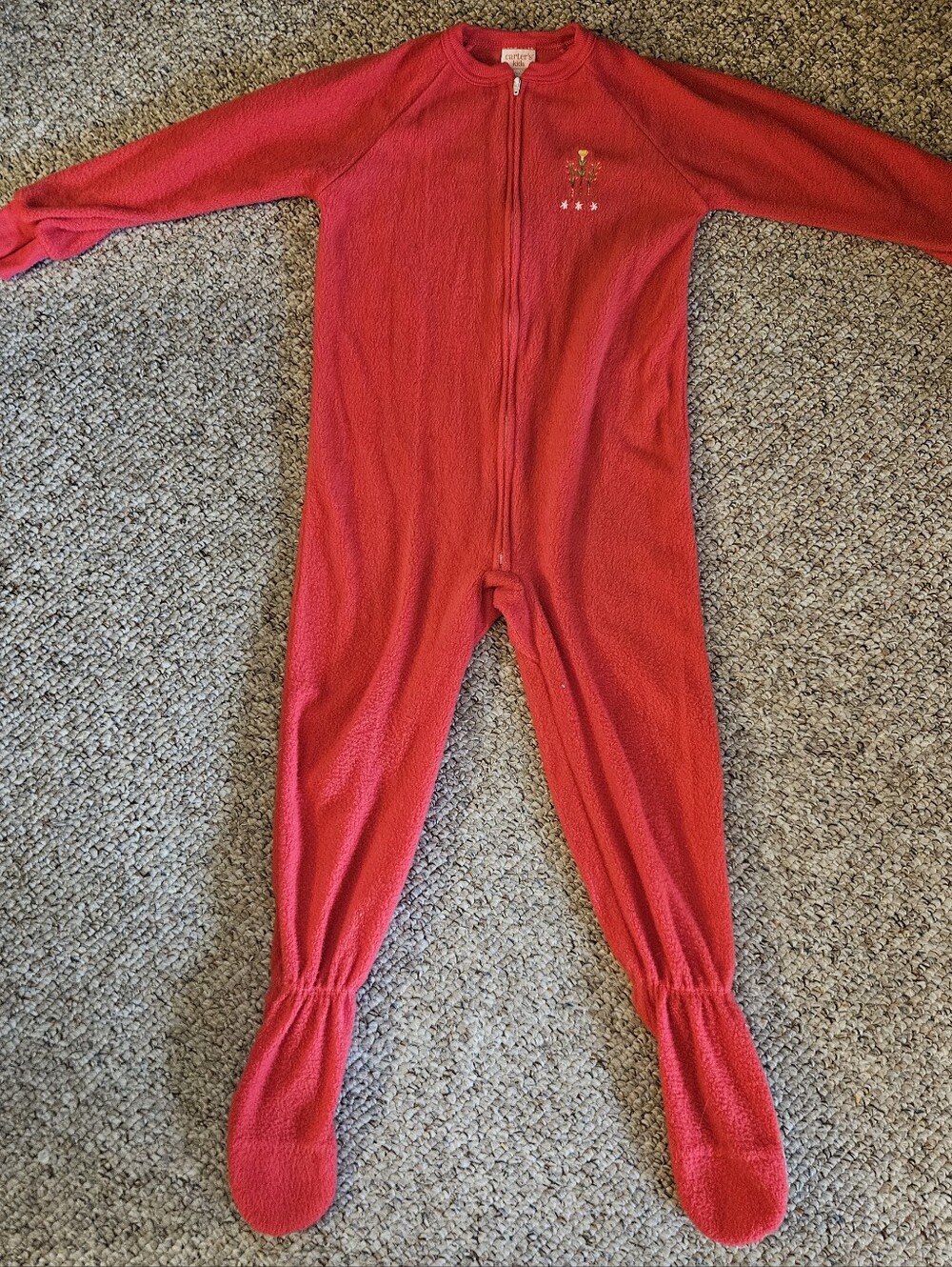 Carter's Kids Red Footed Pajamas With Flower Size 6